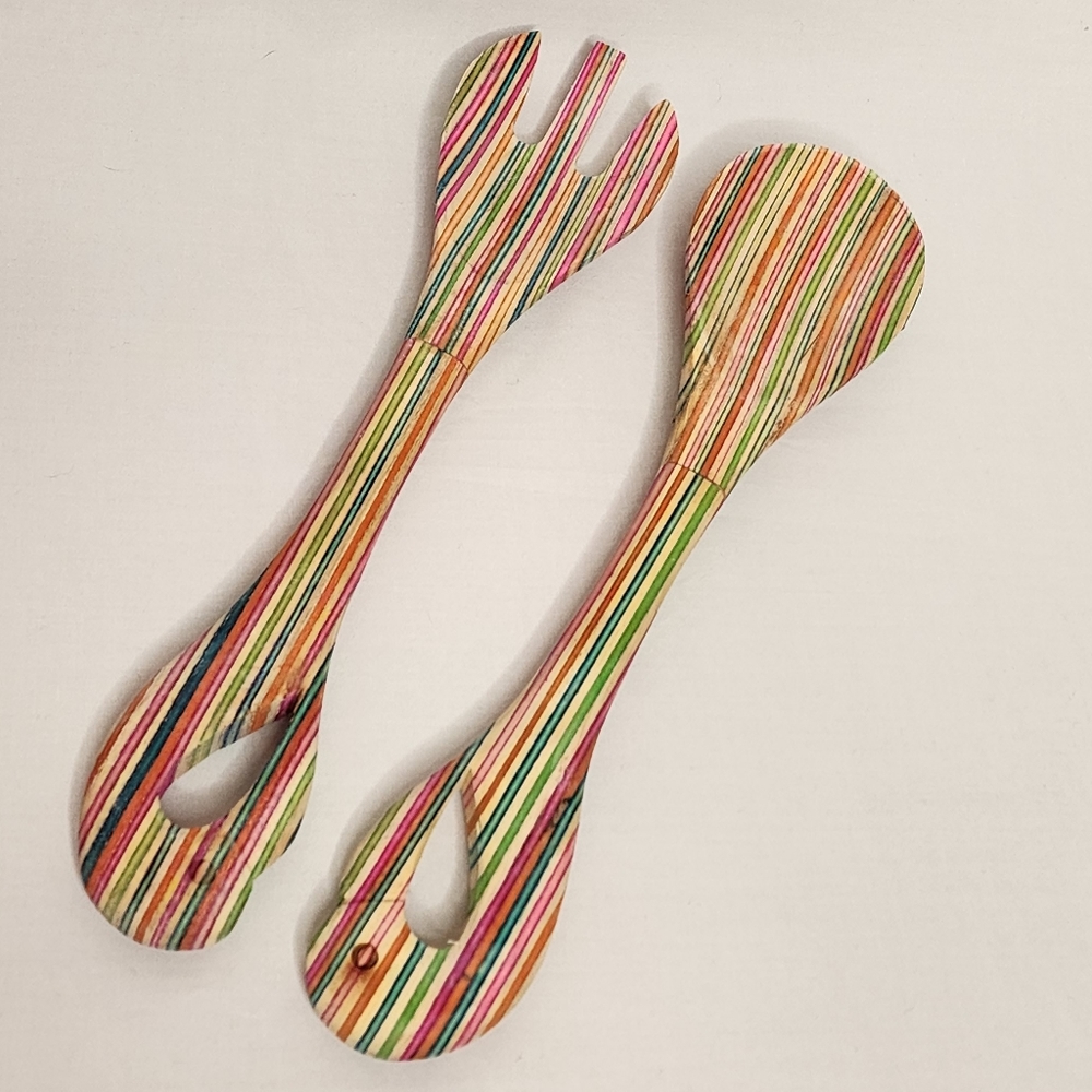 Multicolor Poplar Wood 2 Pc Serving Set